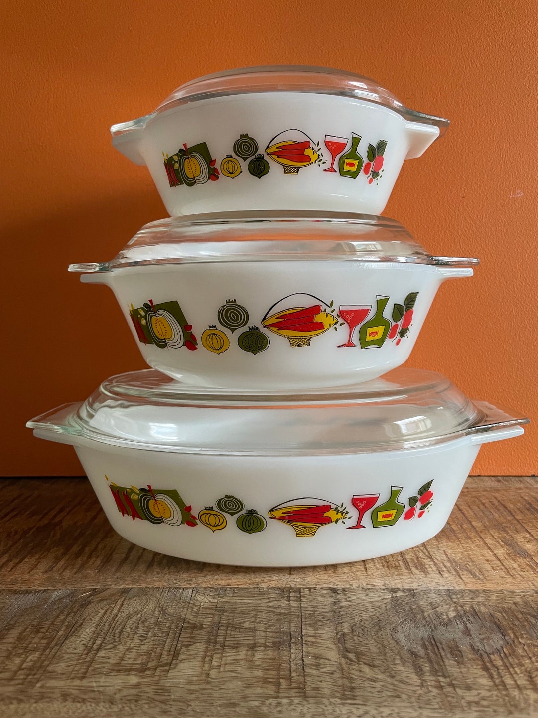 Clear Pyrex Casserole Dish RARE JAJ Pyrex Fiesta GREEN Casserole