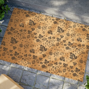 Pyrex Gooseberry Pattern Doormat with black Gooseberry Pyrex pattern. Pyrex Bowl 50s pattern, Collectible Pyrex pattern Doormat
