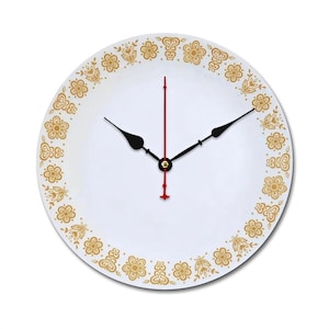 Butterfly Gold Wall Clock - Vintage Pyrex Corelle Inspired Home Decor - Pyrex Butterfly Gold Kitchen Gift - Yellow Pyrex Clock
