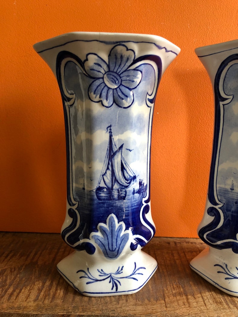 2x Delfts Blauw Delft Pottery Delft Ware Porcelain Vase Made Etsy