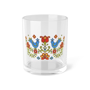 Vintage Corningware Bar Glass | 70s Country Festival Bird Floral Drinkware
