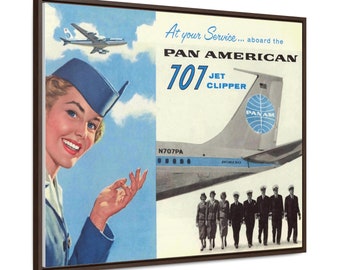 Jet-set Nostalgia: Pan Am 707 Canvas Art Iconic Vintage Airline