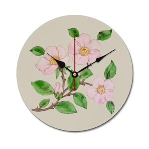 Von der Franziskaner-Wüstenrose inspirierte Wanduhr - Vintage-inspirierte Blumenuhr aus Holz