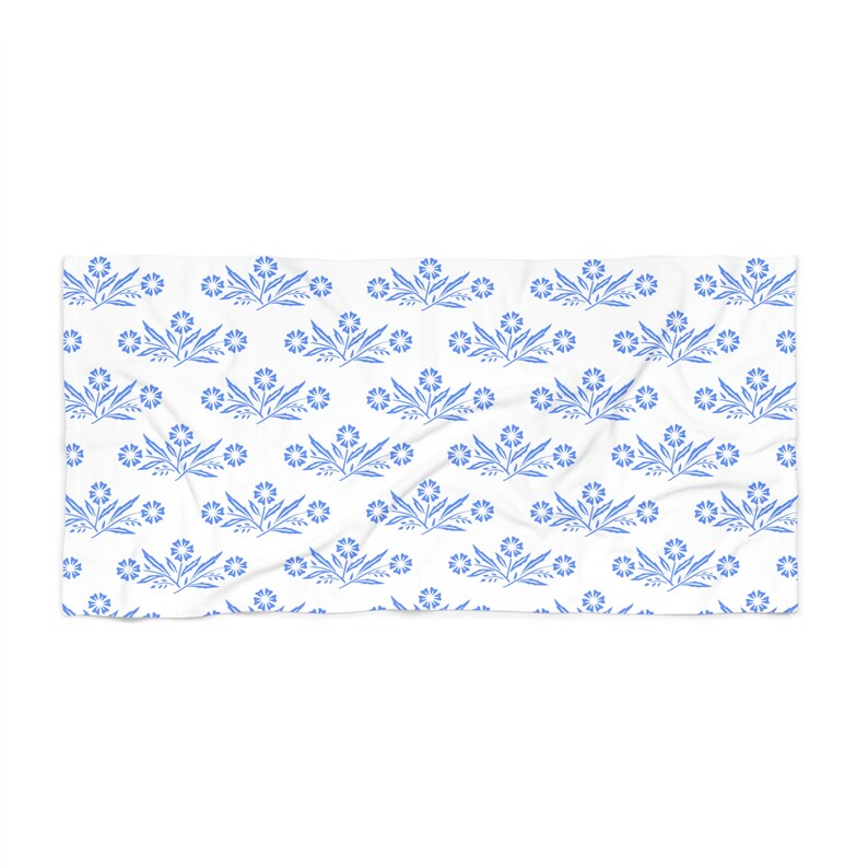 Ręcznik plażowy Vintage Corningware Blue Cornflower – miękka mieszanka poliestru zdjęcie 4