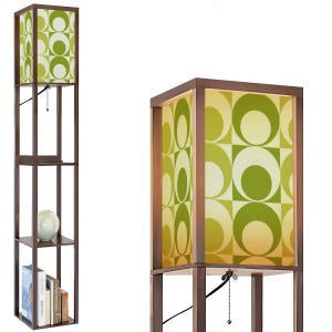 Retro Geometric Shelf Floor Lamp, Mid Century Mod Circle Accent Light