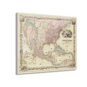 1849 Colton's USA Map Acrylbild | Erste US Bundesstaat Kalifornien Goldrausch Ära Karte | Seltene Historische Wandkunst Kalifornien USA