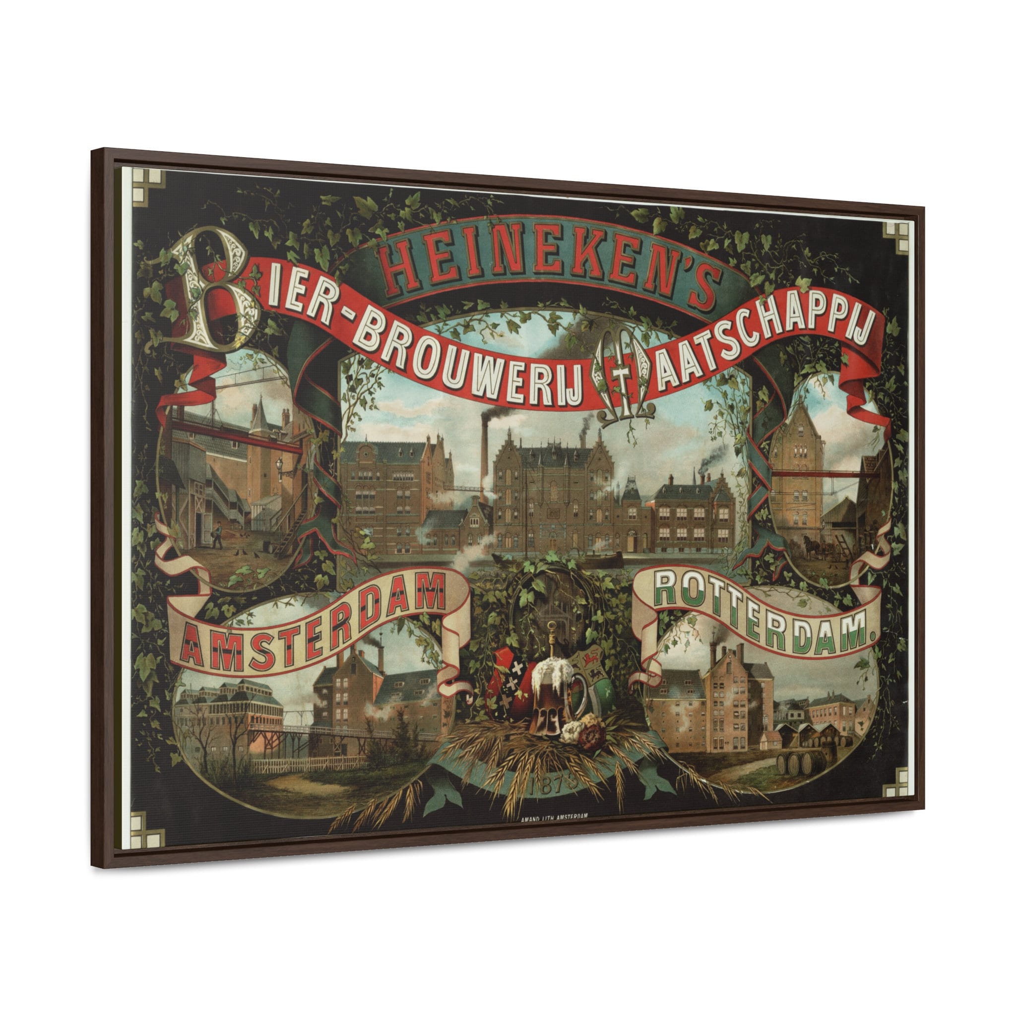 1873 Vintage Heineken Brewery Canvas Print - Amsterdam & Rotterdam