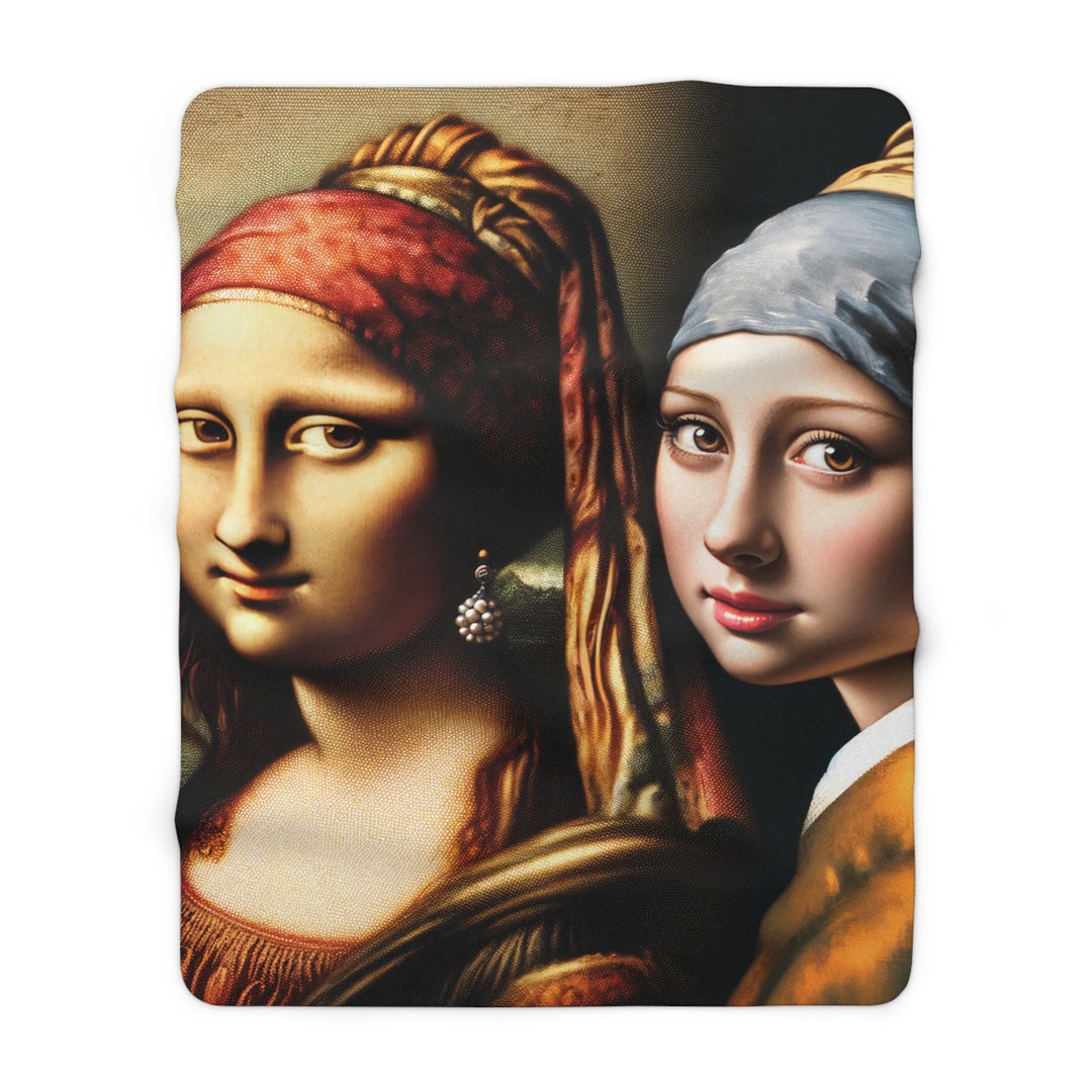 Mona Lisa & Girl With Pearl Earring Sherpa Fleece Blanket - Etsy