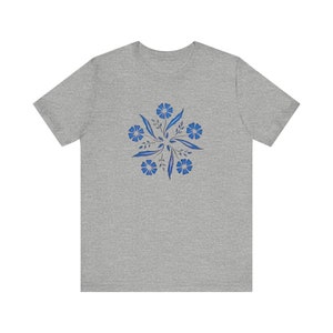 Centura By Corning - Corningware Cornflower Blue Inspired Unisex Jersey Short Sleeve Tee. Blue Flower Tee Vintage Corning ware inspired