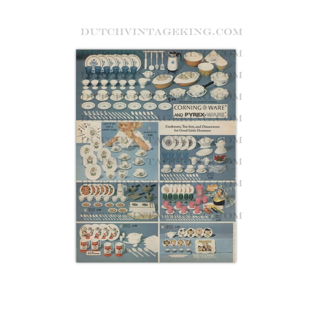 Pyrex Reproductions Corning Ware and Pyrex Ware Vintage Advertisement Satin Posters (300gsm ...