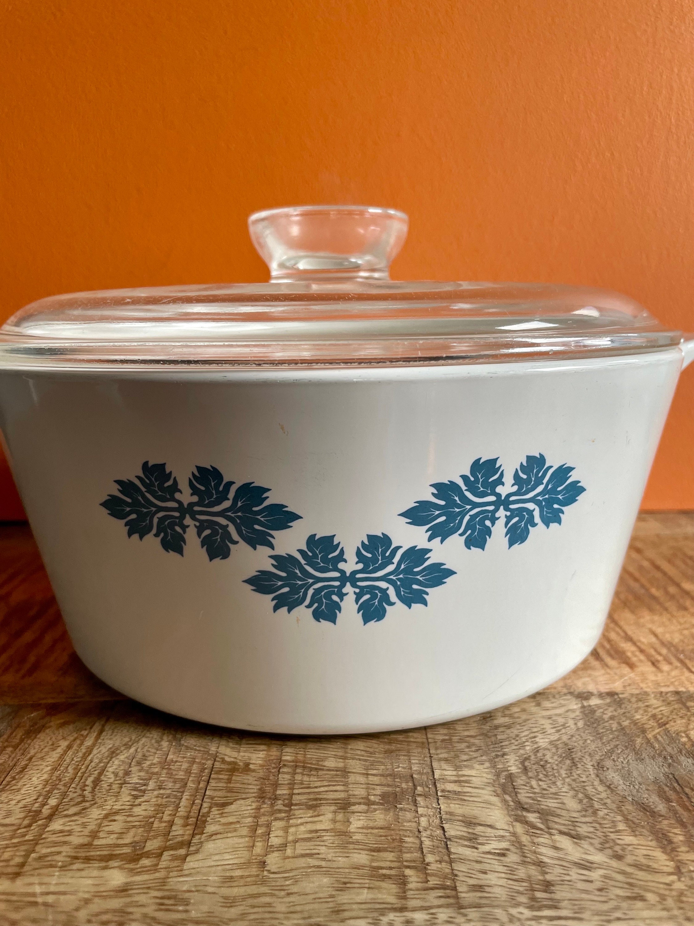 Super Rare EU Version Vintage Corningware Blue Leaf Pyroflam