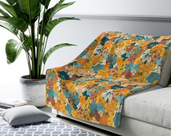Retro 70s Geometric Pattern Cozy Fleece Sherpa Blanket - Warm, Plush, and Unforgettable Comfort