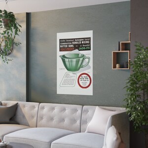 Jade-Ite - Jadeite Fire-King Anchor Hocking Vintage Reproduction Advertisement. Jadeite Advert Repro Vintage Kitchen Satin Posters (210gsm)