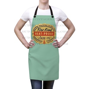 Retro Anchor Hocking Fire-King Jade-Ite Inspired Heavy-Duty Apron - Vintage Kitchenwear Charm. Gift For Her Gift Jadeite Collector