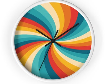 Retro Swirl Wall Clock, Mid Century Modern Atomic Style