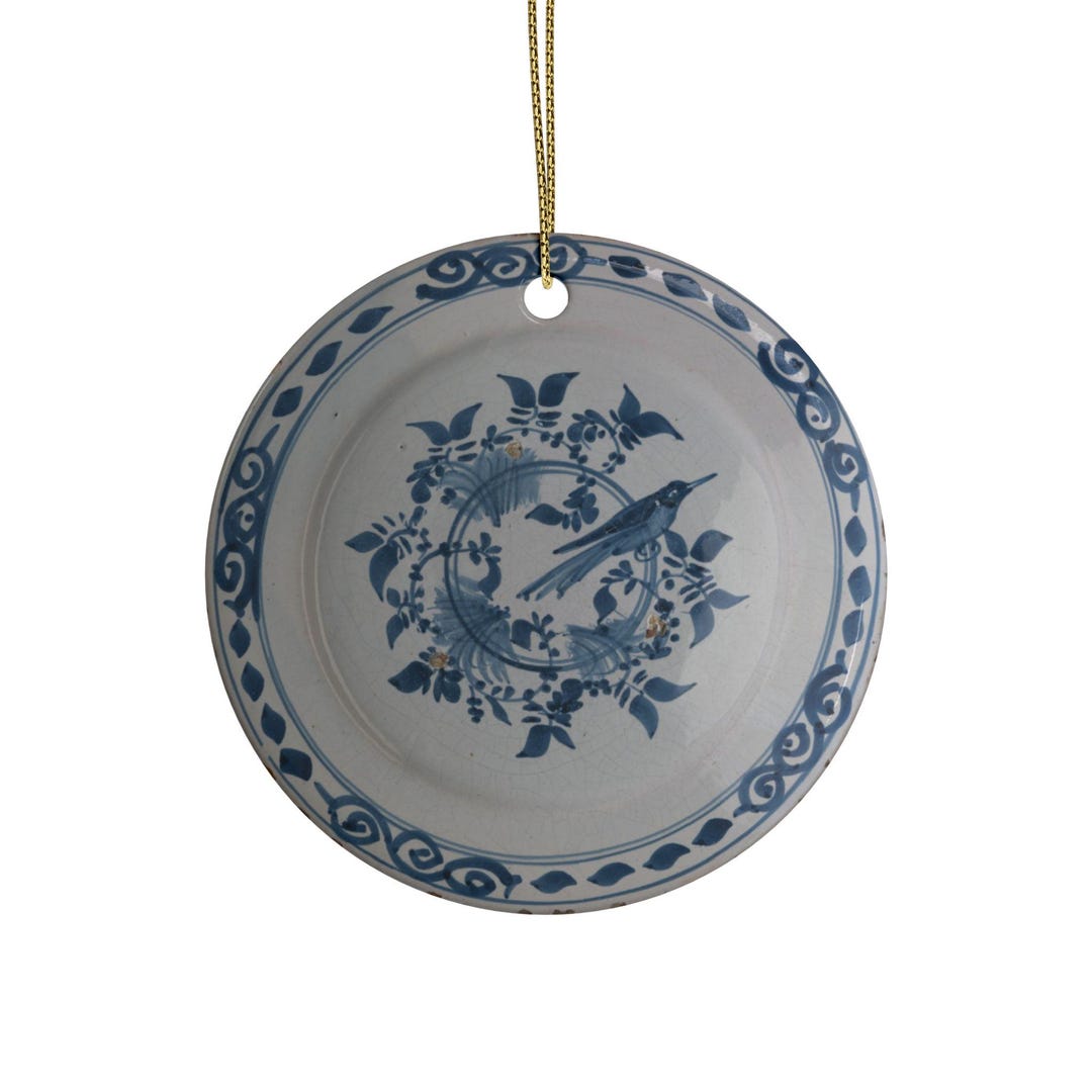 オランダ デルフト焼き 幸運を呼ぶ 月と天使の陶器オーナメント