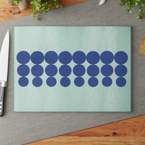 Blue Pyrex Dots Vintage Pyrex Pattern 60s Pyrex decor Inspired Vintage Blue Rare Pyrex Rare Dots Glass Cutting Board