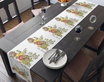 Vintage Corningware Spice of Life Table Runner, French Kitchen Decor