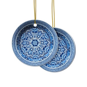 Delft Blue Style Ceramic Christmas Ornaments Delftware Blue Windmill Ceramic Ornaments (1pc, 3pcs, 5pcs, 10pcs)