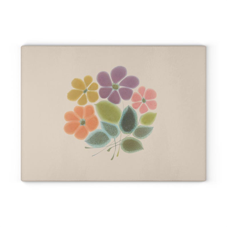 Franciscan Ware Floral Glass Cutting Board – Vintage Kitchen Decor image 3