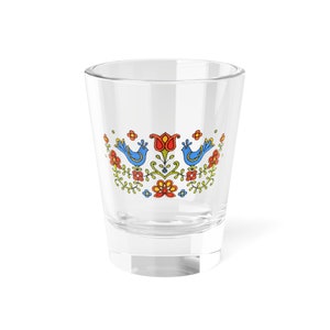 Vintage Corningware Shot Glass | 70s Retro Bird Floral Design