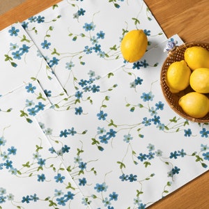 Exclusive 70s Arcopal Veronica Myosotis 4pc Placemat Set | Vintage Forget-Me-Not Design | YourYesterYears Exclusive Set Arcopal Veronica