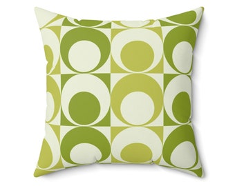 Retro Green Geometric Throw Pillow - Mid-Century Modern Accent