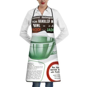 Tablier publicitaire vintage en jadéite Anchor Hocking - Parfait pour les collectionneurs et les amateurs de cuisine rétro Tablier adulte avec poches