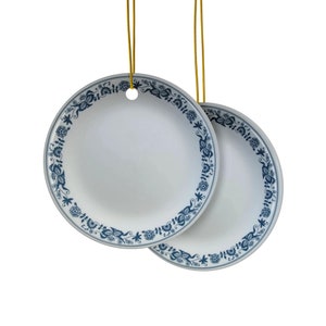 Corelle Old Town Blau Vintage Keramik Ornamente (1 Stück, 3 Stück, 5 Stück, 10 Stück). Inspiriert von Vintage Corelle Muster Blau Old Town. Corelle Geschenk