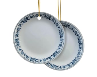 Corelle Old Town Blue Vintage Ceramic Ornaments (1pc, 3pcs, 5pcs, 10pcs). Inspired By Vintage Corelle Pattern Blue Old Town. Corelle Gift