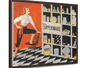 Retro 1950s Tupperware Ad Canvas Print – Vintage Kitchen Decor