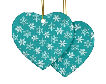 Vintage Pyrex Snowflake Winter Christmas pattern Ceramic Ornaments (1pc, 3pcs, 5pcs, 10pcs)