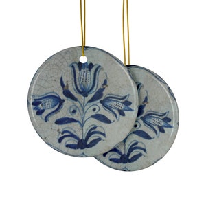 Delft Blue Netherlands Delft Tulip Ceramic Ornaments (1pc, 3pcs, 5pcs, 10pcs)