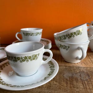 HTF EU version Corelle Spring Blossom Corelle Crazy Daisy French espresso cup & saucer. Pyrex Crazy Daisy Boho Daisy Decor collectors item