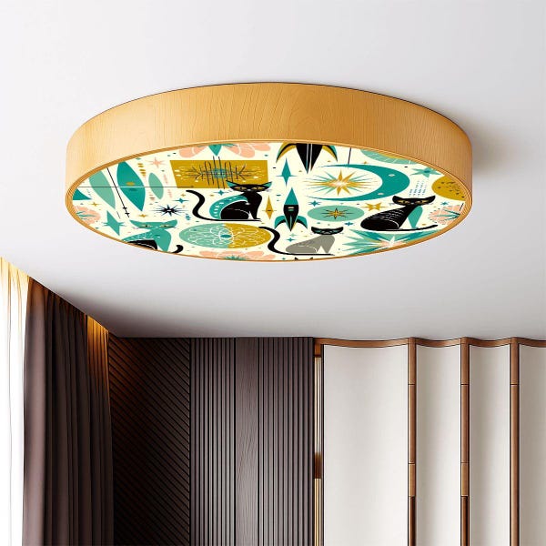 Atomic Cat Ceiling Light | Mid Century Modern Retro Space Age Flush Mount Lamp