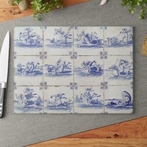 Delft Blue Tile Gift Glass Cutting Board Delft Blue Tiles Pattern. Delfts Blauwe Tegel Chopping Board Blue and White Delft Tile Delfts Blauw