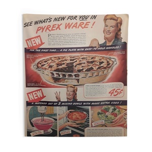 Vintage Pyrex Advertisement Reproduction Wall Tapestry - Retro Kitchen Decor - 1940s Home Aesthetic -Cooking Wall Art Indoor Wall Tapestries