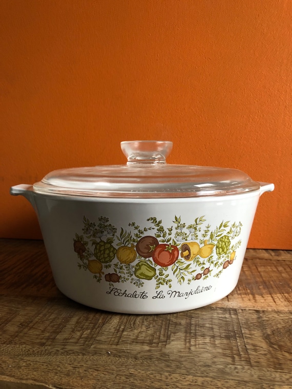 Casserole w/Lid, Corning, Spice of Life with Lid, 3 Qt, Vintage