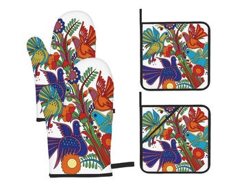 Villeroy & Boch Acapulco Ofenhandschuh Set - Retro Vogel Küche Dekor (4 Stück)