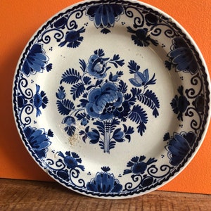 1917 Netherland Holland Porcelain flo blue plates Netherlands Gifts Blauw Delft Plate - Delft Wall Plate Delft Blue Plate Nederland Blauw