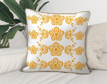 Butterfly Gold Pillow Cover | Velvet, Retro Pyrex Design