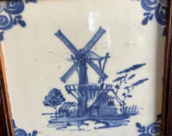 18世紀 オランダ 鉄製風見 / アンティーク1700年代 工芸 子羊 デルフト ヴィンテージ デルフトブルー タイル – 額入り オランダ デルフト焼き