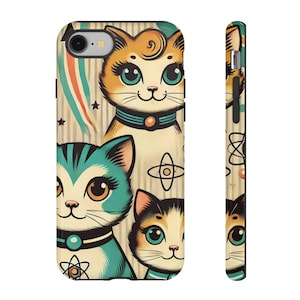 Atomic Cat Custom Protective Phone Case - Stylish Retro Protection for Your Device Tough Cases Cat Lover - Cat Lover Gift