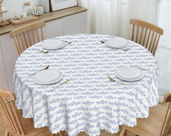 Blue Cornflower Tablecloth – Vintage CorningWare Inspired 60" Round