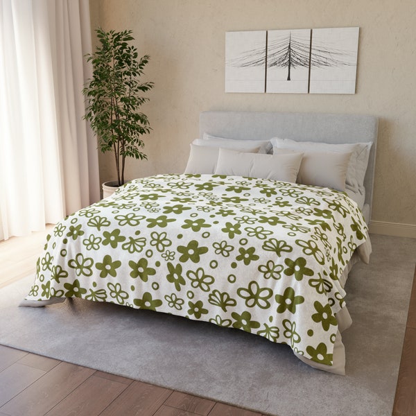 Pyrex Inspired Spring Blossom Green Pyrex Corelle Crazy Daisy Soft Blanket Pyrex Vintage Green Pyrex Vintage Soft and cosy Polyester Blanket