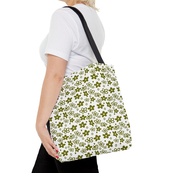 Sac fourre-tout Corelle Spring Blossom Green Pyrex inspiré de Crazy Daisy (AOP). Sac fourre-tout à fleurs vertes. Sac naturel