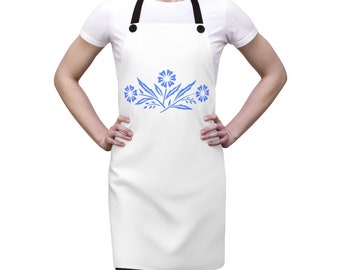 Blue Cornflower Vintage Inspired Apron - Retro Kitchen Decor