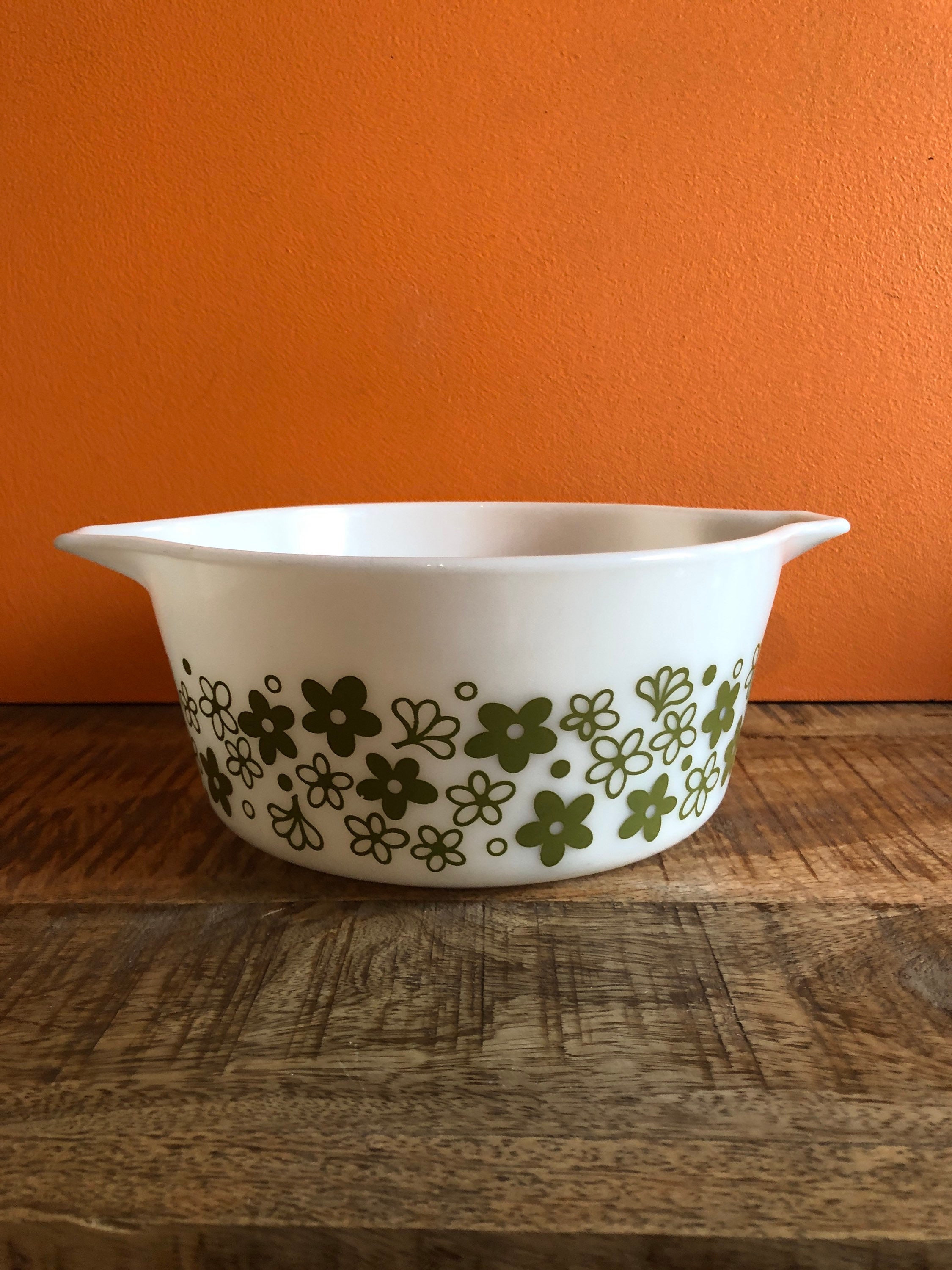 Rare Vintage Spring Blossom Green Pyrex Casserole Dish #474