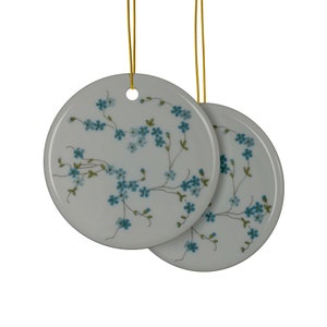 Vintage 70&#39;s Arcopal France veronica myosotis retro design white blue flower pattern forget me not Ceramic Ornaments (1pc, 3pcs, 5pcs,10pcs)