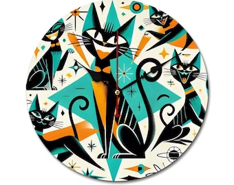 Atomic Cat Wall Clock | Mid-Century Modern MCM Decor